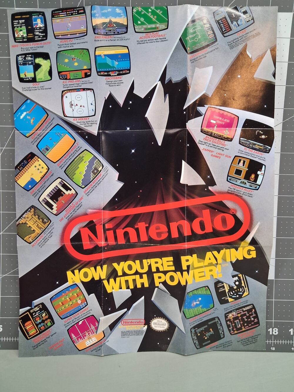 Vintage 1989 NES Nintendo Now Your Playing With Power Insert Promo Poster